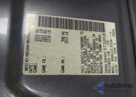 2015 Nissan Altima 2.5 Sv z USA, uszkodzony, nr VIN 1N4AL3AP4FC571058